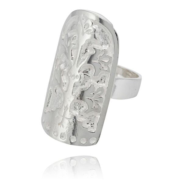 Tree of life ring in silver large