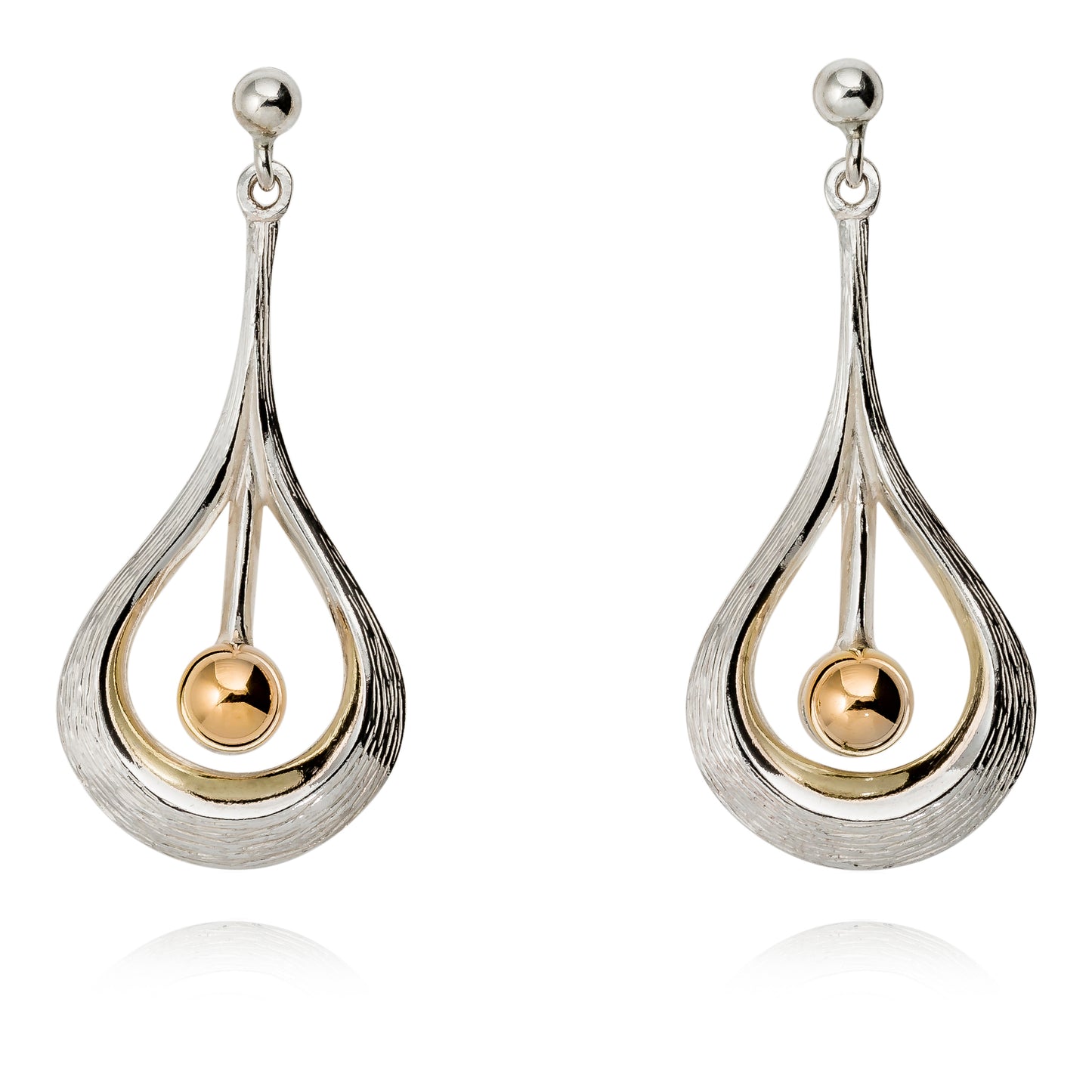 Lovedrop large silver earring with gold ball