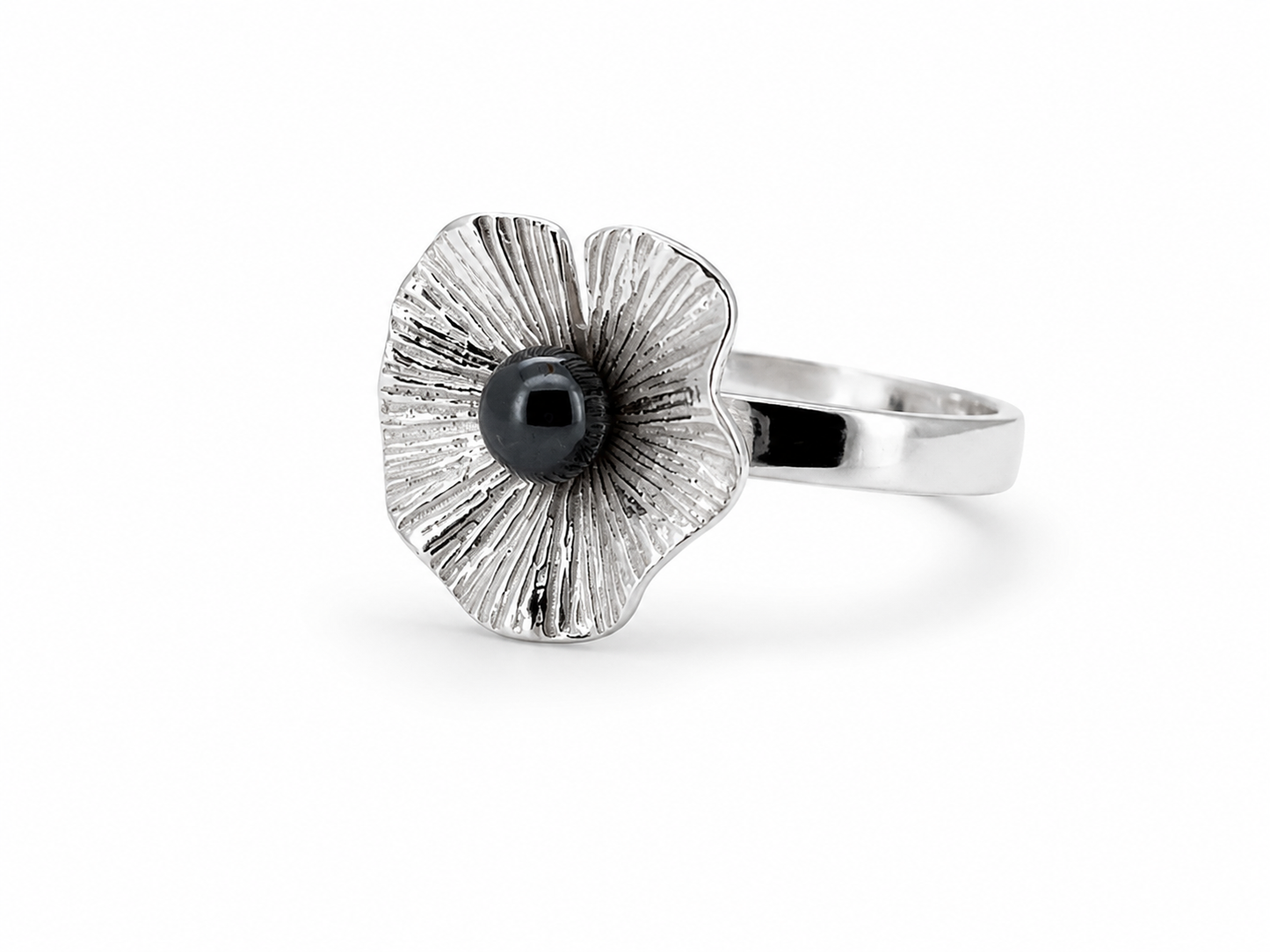 Ring med sten Näckros blad