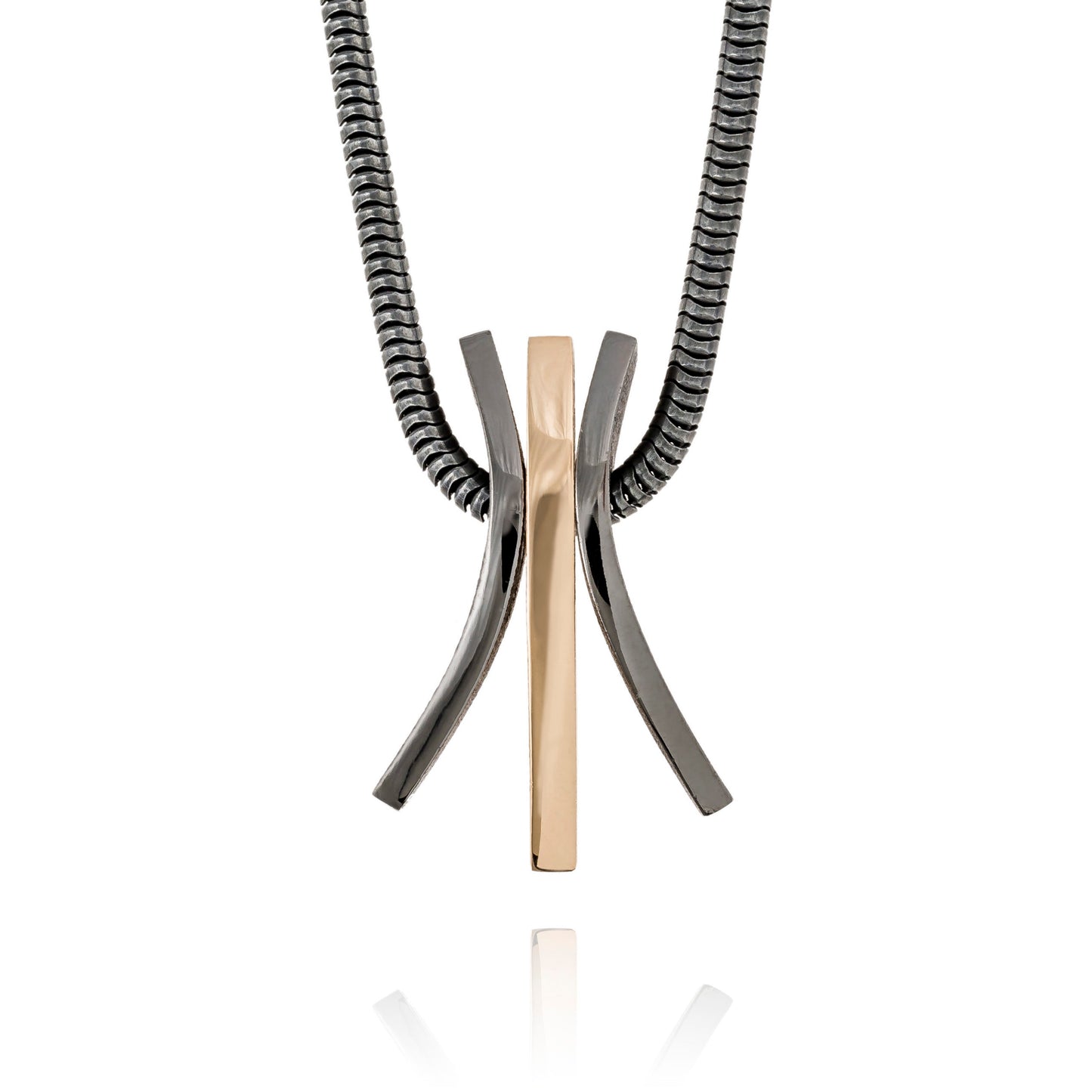 Rainbow hänge i 3 delar 2 böjda svartrhodinerade 1 rak guld