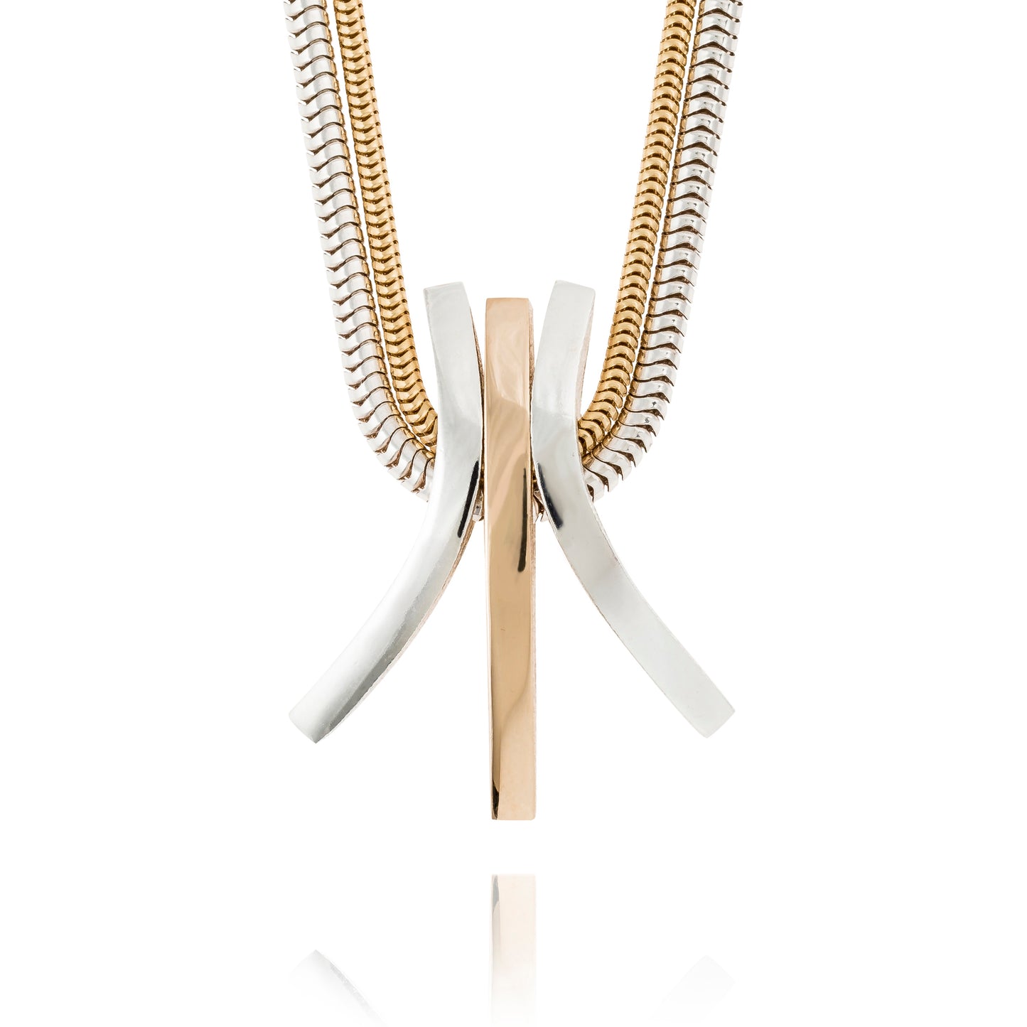 Rainbow hänge i 3 delar, 2 böjda silver, 1 rak guld