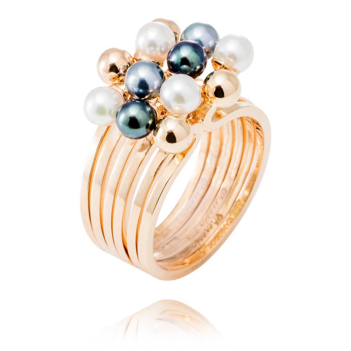 Tale about the ring 1 ring in gold with peacock pearls
