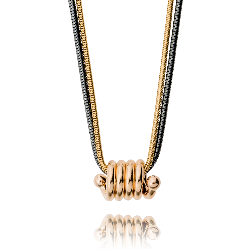 Tornado hänge i guld med guldkulor