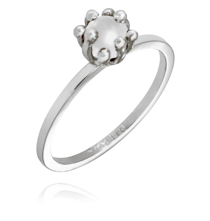 Pärlbur kombination 1 ring i silver med vit pärla 1 ring i silver med hematit