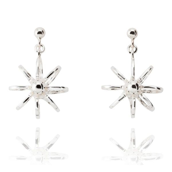 Spirea örhängen i silver med silverkulor