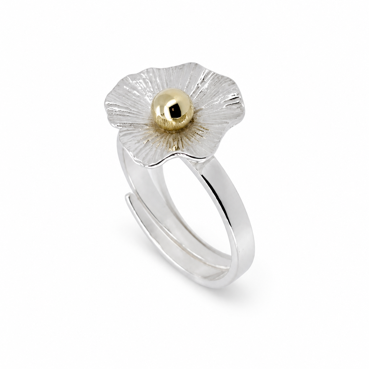 Ring med guldkula Näckros blad