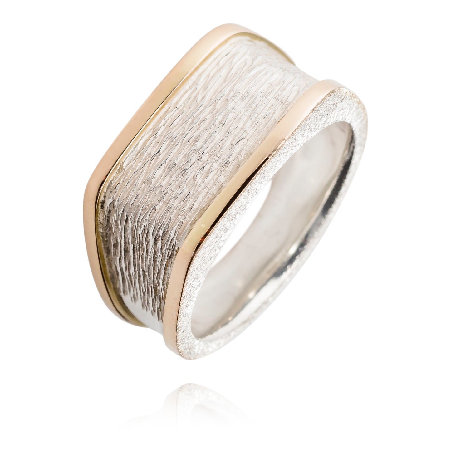Men's heel ring silver with gold edge