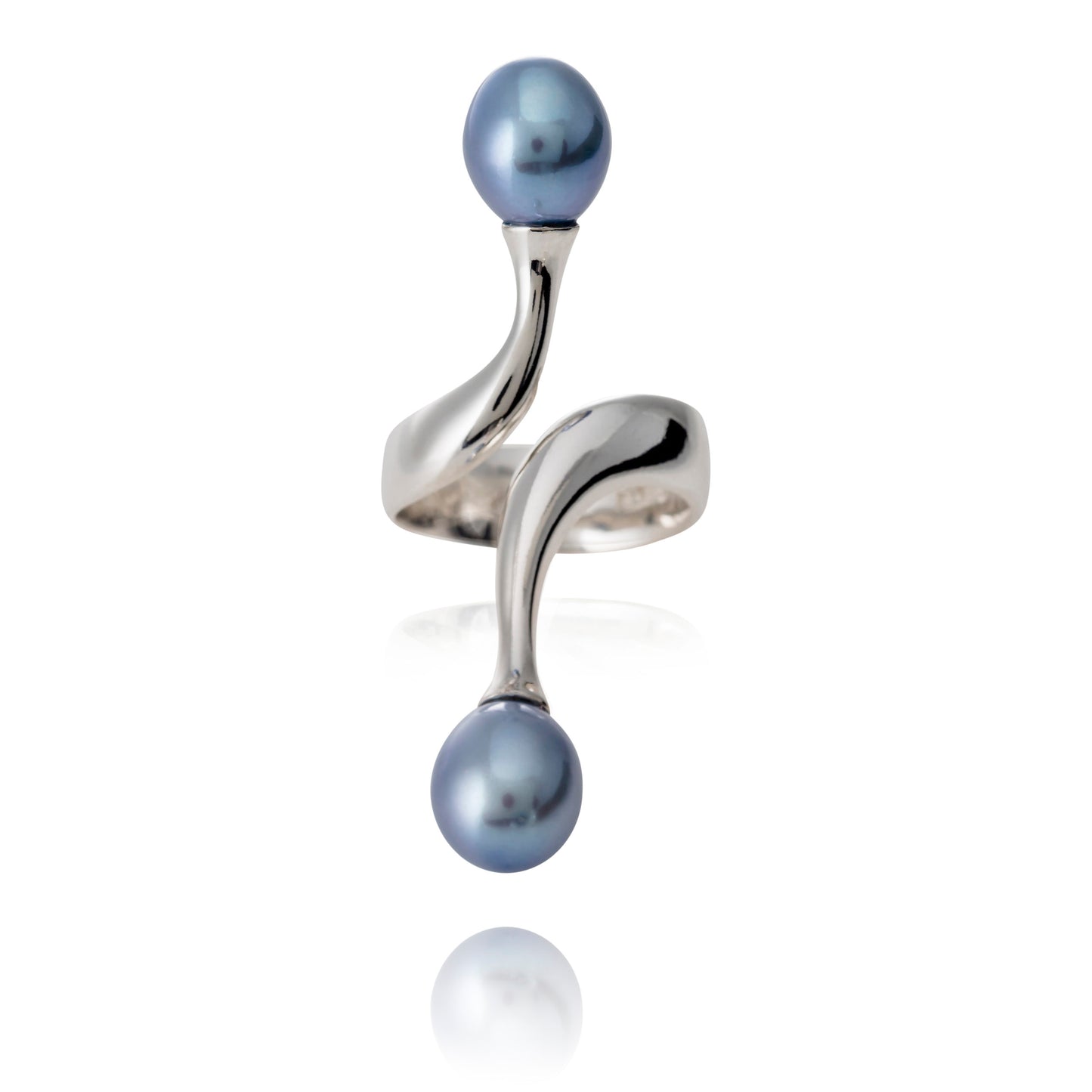 Lifeline ring i silver (925) 2 pärlor i ljusblått