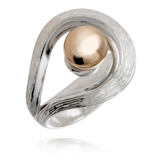 Lovedrop ring i silver med guldkula