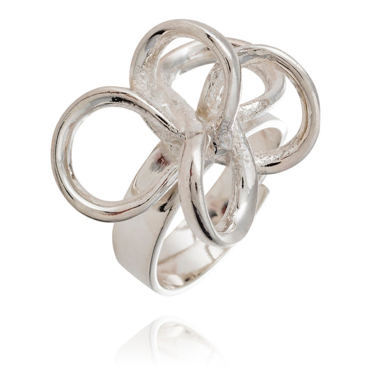 Octo ring silver, spiral