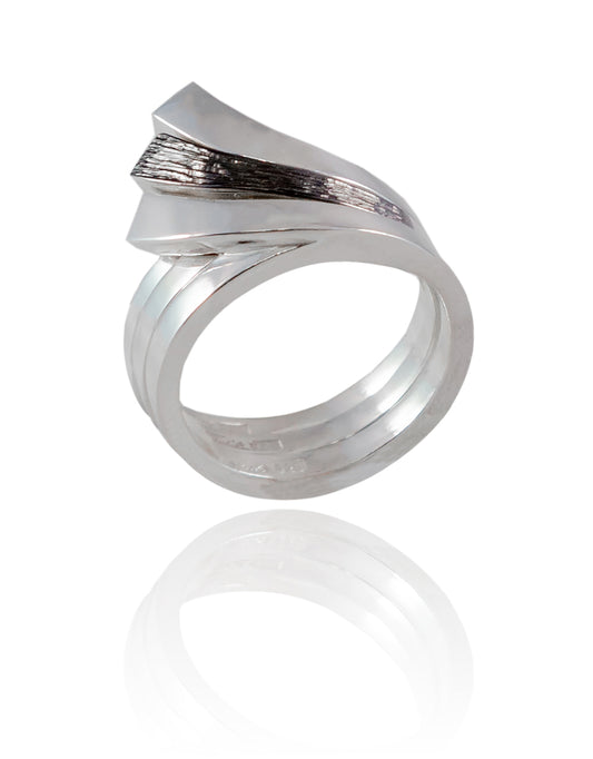 Trinity combination silver rings and silver ring with rhodium ring